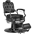 Winado Heavy Duty Vintage Recline Barber Chair Hydraulic with Headrest, Supports up to 700lbs & 360° Rotatable, Professional Salon Beauty Spa Shampoo Equipment (Square Backrest)