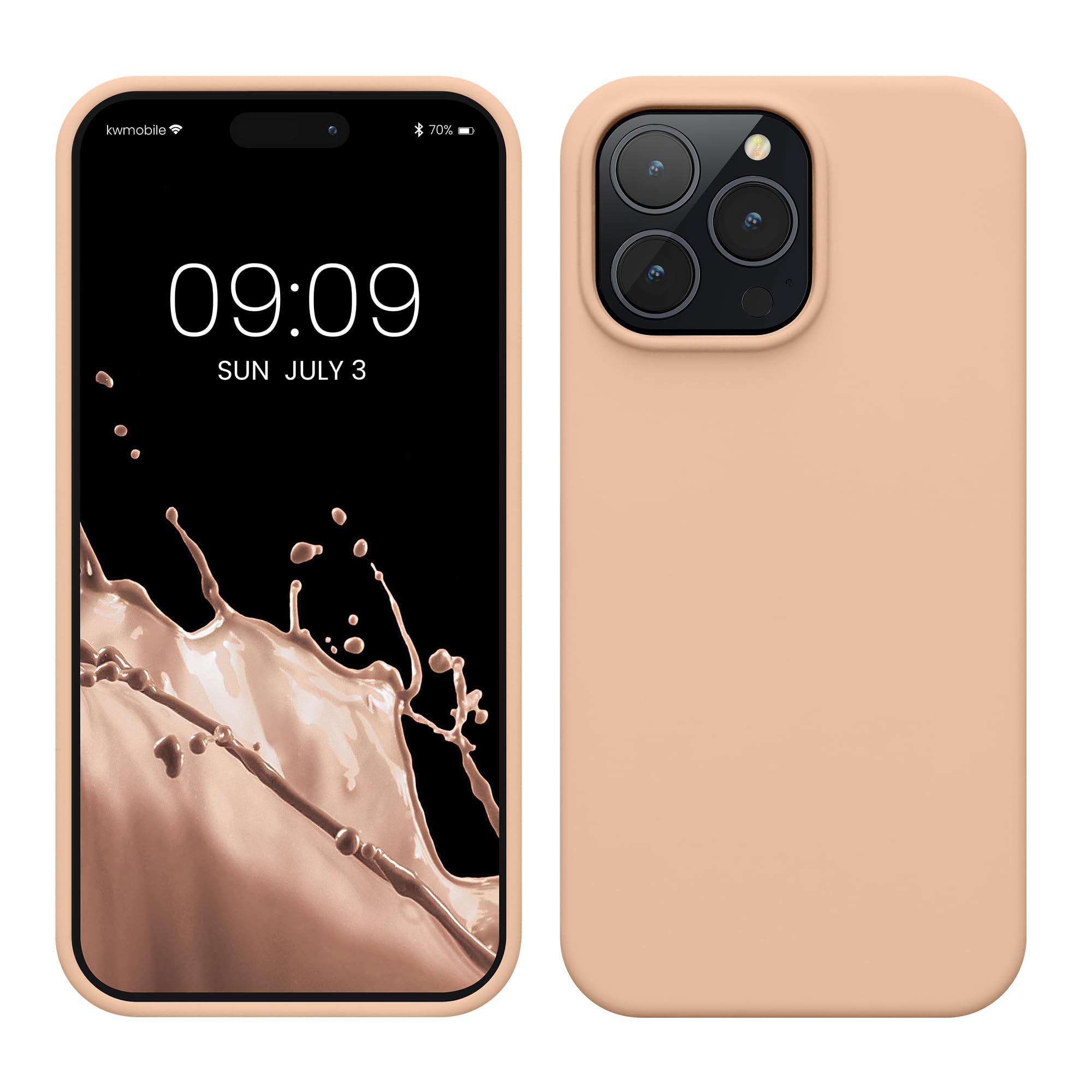 kwmobile Case for iPhone 14 Pro Max Case - Slim Soft TPU Silicone Cover - Works with Wireless Charging - Pastel Peach — image 1