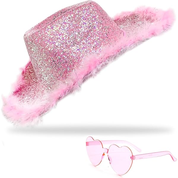 SHENYI Glitter Cowgirl Hat with Heart Sunglasses Body Face  display picture 1
