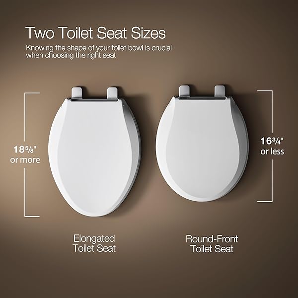 KOHLER 4636-RL-0 CACHET READYLATCH ELONGATED TOILET SEAT SLOW CLOSE, SOFT CLOSE TOILET SEAT QUIET LID, CONTOURED GRIP-TIGHT BUMPERS INSTALLATION HARDWARE, APARTMENT ESSENTIALS, WHITE