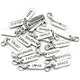 WOCRAFT 20pcs Craft Supplies Handmade Inspiration Words Dangle Charms Pendant with Lobster Clasp for Jewelry Making Accessory Fit Floating Locket Charms Necklaces (M338)