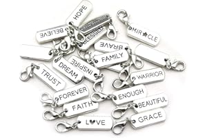 WOCRAFT 20pcs Craft Supplies Handmade Inspiration Words Dangle Charms Pendant with Lobster Clasp for Jewelry Making Accessory Fit Floating Locket Charms Necklaces (M338)