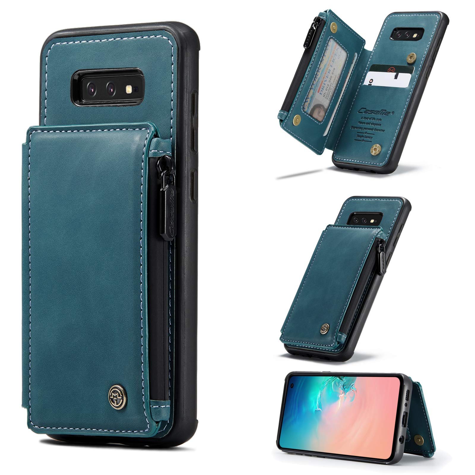 UFinetech 2-in-1 Samsung Galaxy S10e Case Wallet Leather TPU Flip Stand Magnetic Card Holder Waterproof Zipper RFID Blocking Designer Luxury Stylish 2020 Purse Holster Cover for Samsung Galaxy S10e