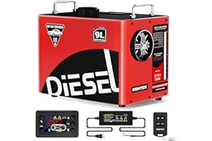 BSMTEK 9L Large Diesel Heater, 8KW 240V/110V/12V/24V All in One Diesel Air Heater with LCD Switch, Remote Control, Suitable for Truck, RV, Home, Car, Campers, Boat, Red