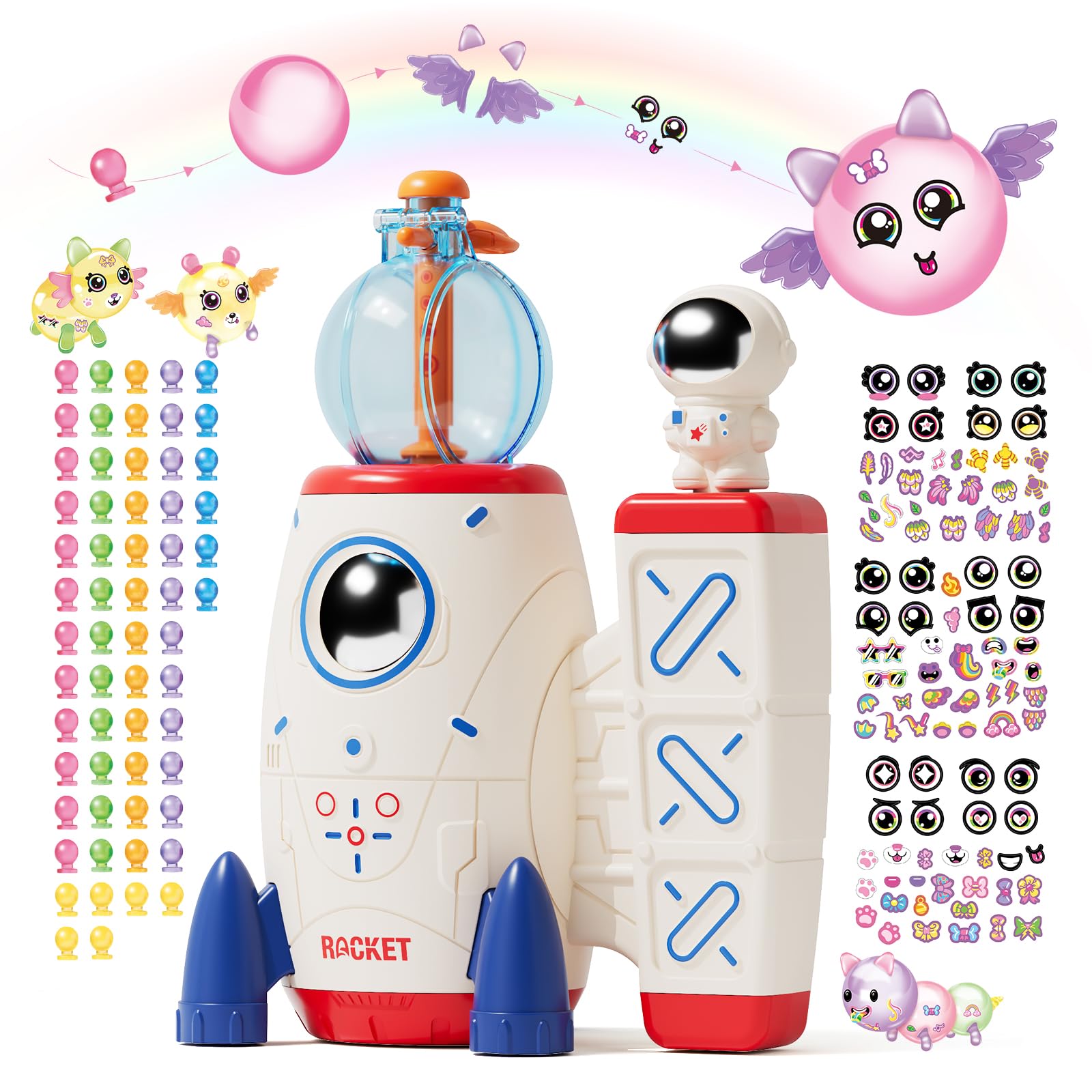 Photo 1 of DIY Space Magic Balloon Craft Kit, Sticker Decorated Balloons Toy for Kids, Rocket Air Pump Fun with Balloon Monster Pals, DIY Creative Activity, Birthday Gifts for Girls Boys Ages 3+