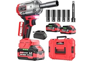 Eioehtl 900 ft-lbs (1200 Nm) — Removes Stubborn Rusted Nuts Effortlessly | 21V MAX Cordless 1/2" Brushless Impact Wrench, 2×4.0Ah Batteries, 1.5H Fast Charger, Includes 6 Sockets, for Car/Truck/RV