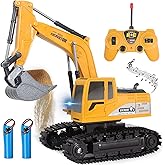 Jiakora Remote Control Excavator Toys for Boys, RC Excavator Toy for Boys 3 4 5 6 7 8 Year Old Kids Christmas Birthday Gift,RC Digger Truck Construction Vehicles with Metal Shovel & Light