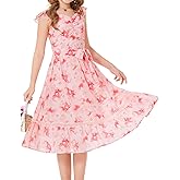 GRACE KARIN Girls Floral Spring Summer Dresses 7-14 Easter Flower Girl Maxi Dress Party, Flutter Sleeve Holiday Sundress