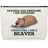 Gevody Beaver Gifts for Women Makeup Bag for Beaver Lovers Inspirational Gifts for Best Friend Cosmetic Bag Christmas Birthday Presents for Animal Lover Daughter Sister Coworker Travel Cosmetic Pouch