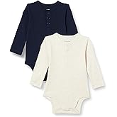 Amazon Essentials Unisex Babies' Long-Sleeve Henley Bodysuits