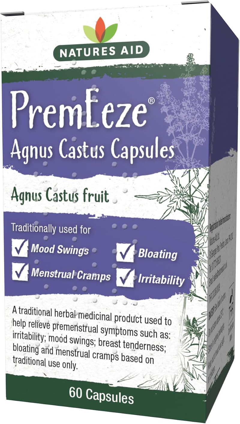 Natures Aid PremEeze Agnus Castus 400mg 60 Caps Vegan THR Registered