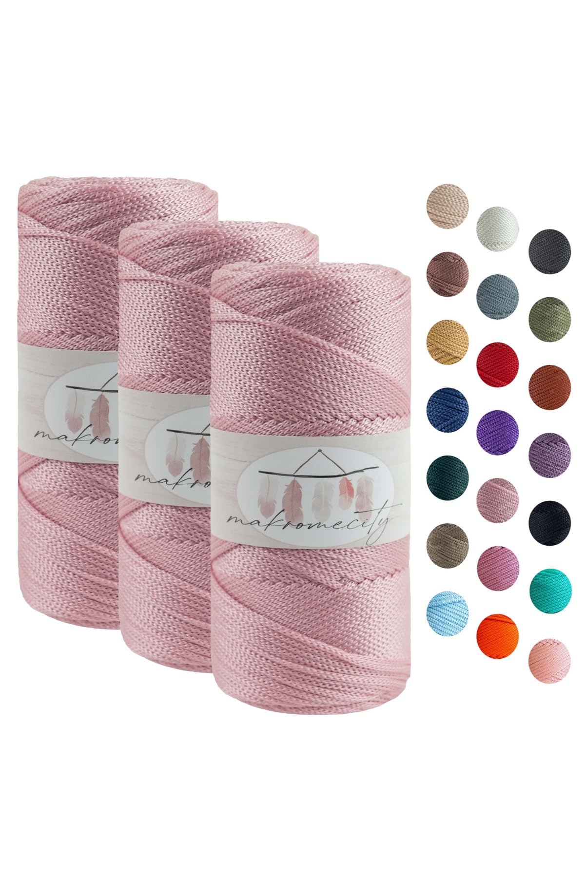 Strand Macrame Yarn 2mm x 115m Premium Polyester Macrame Cord Polypropylene Yarn for Crafts Home Decorations Placemat Shoulder Bag Handbag Runner Pacifier Chain 20 Colors