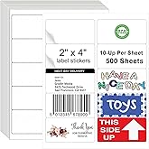 Label Stickers 2x4, 5000 Strong Adhesion Address Mailing Labels, Matte White Printable 8.5 x 11 Lable Sticker Paper for Laser Inkjet Printer, 10 Up Small Shipping Labels Per Sheet (500 Sheets)