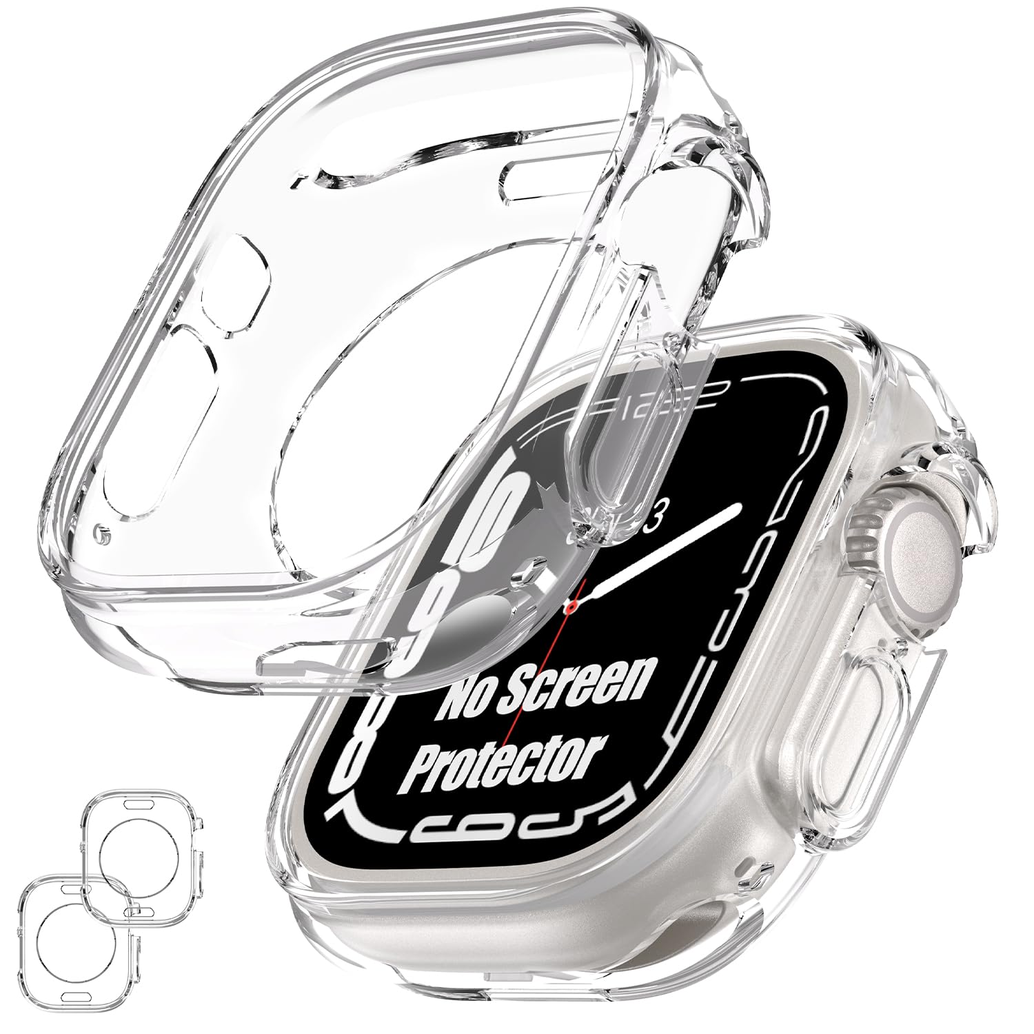 Photo 1 of [2 Pack] Goton Bumper Case for Apple Watch 49mm, [No Screen Protector] Slim Soft TPU Shockproof Case Cover Bumper Protector Accessories for iWatch Ultra 3/Ultra 2/Ultra, 49mm Clear+Clear