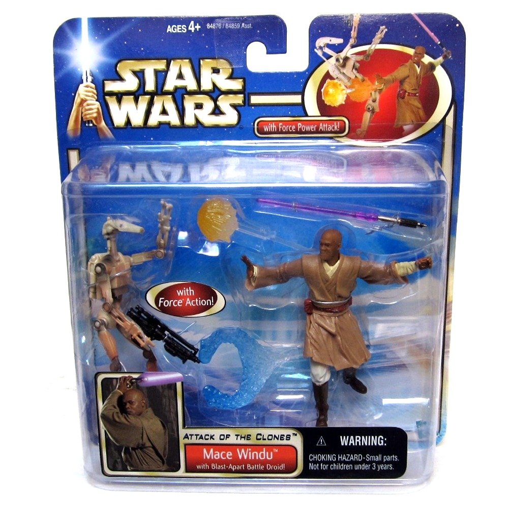Hasbro Star Wars Attack of the Clones Mace Windu with Blast-Apart Battle Droid