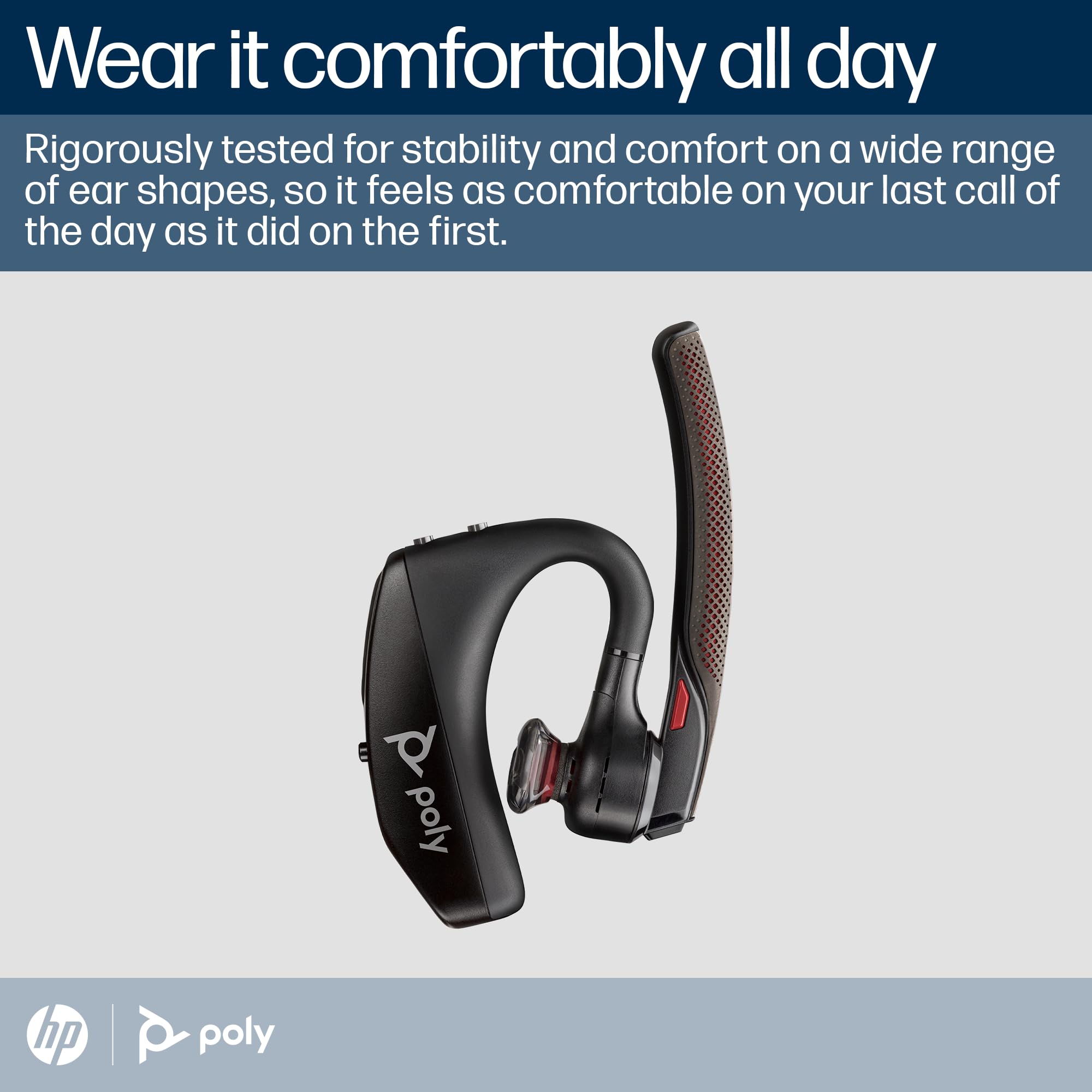 Poly Voyager 5200 Wireless Headset (Plantronics) - Single-Ear Bluetooth Headset w/Noise-Canceling Mic - Ergonomic Design - Voice Controls - Lightweight - Connect to Mobile/Tablet via Bluetooth