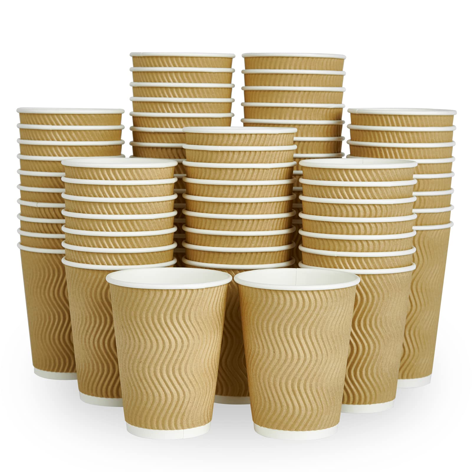 Photo 1 of DAILYPACK 12 oz Coffee Cups, 80 Count Insulated Ripple Wall Paper Hot Coffee Cups for Hot Beverage