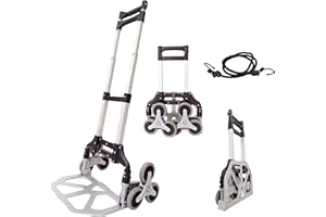HBFBDRCT Stair Climbing Cart, Folding Hand Truck Dolly with Silent Wheels - 165LB Stair Cart Climber Heavy Duty Portable Dolly for Apartment Moving, Groceries, Travel, Home & Office
