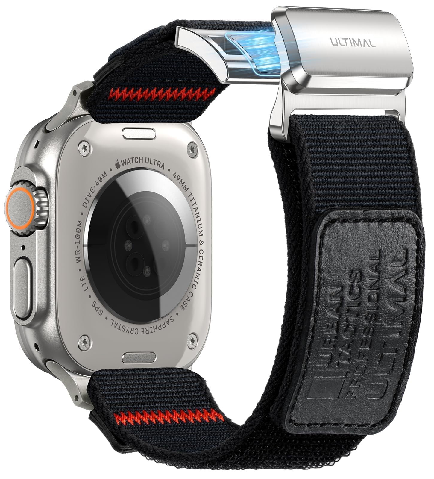 ULTIMAL Compatible with Apple Watch Ultra 3/2/1 Bands 49mm with Titanium Magnetic Clasp - Braided Stretchy Soft Nylon, Featuring Premium Full-grain (XL, Black)