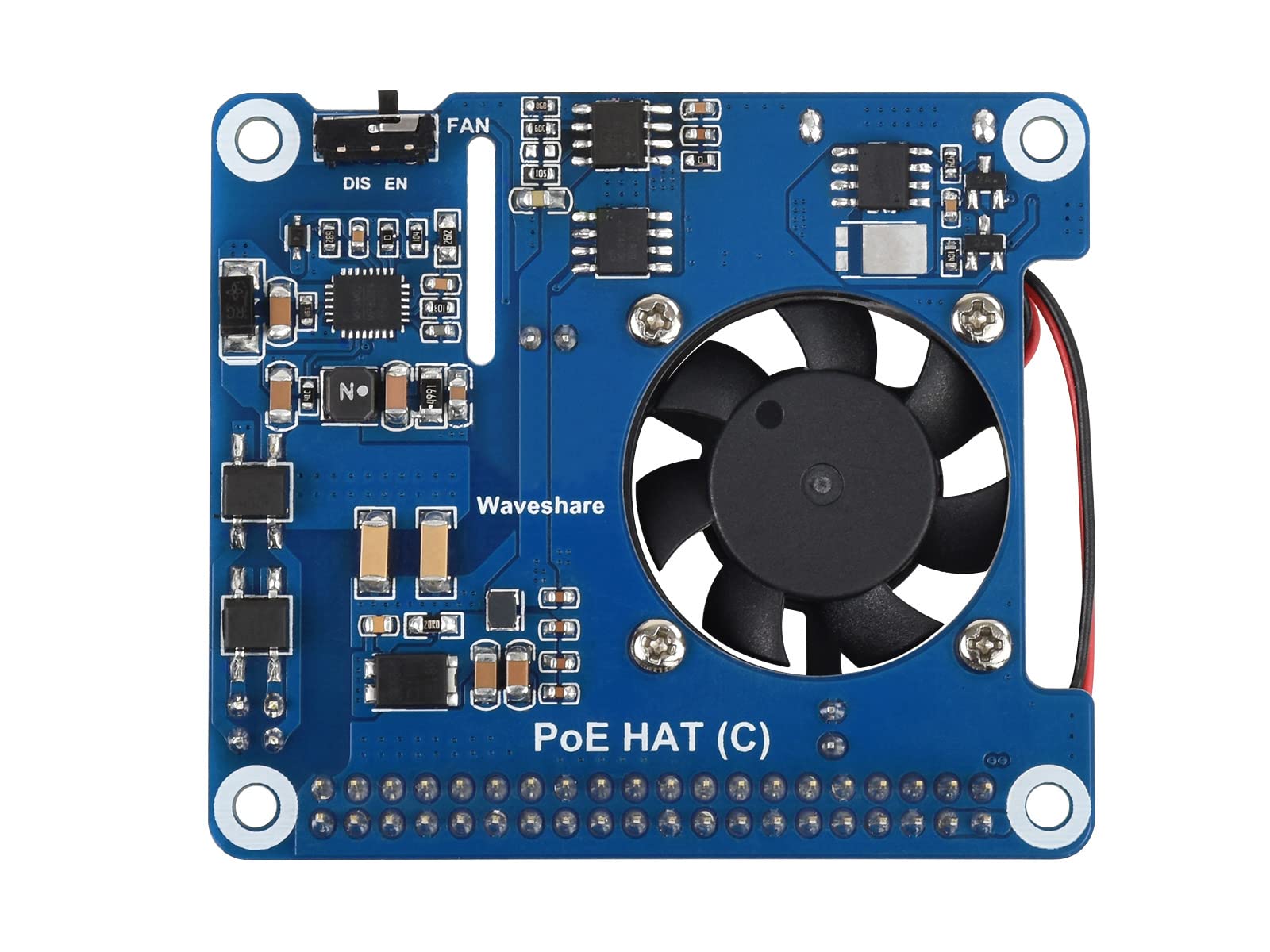 Waveshare PoE HAT (C) For Raspberry Pi 3B+/4B, 802.3af/at Power-Sourcing Equipment Required