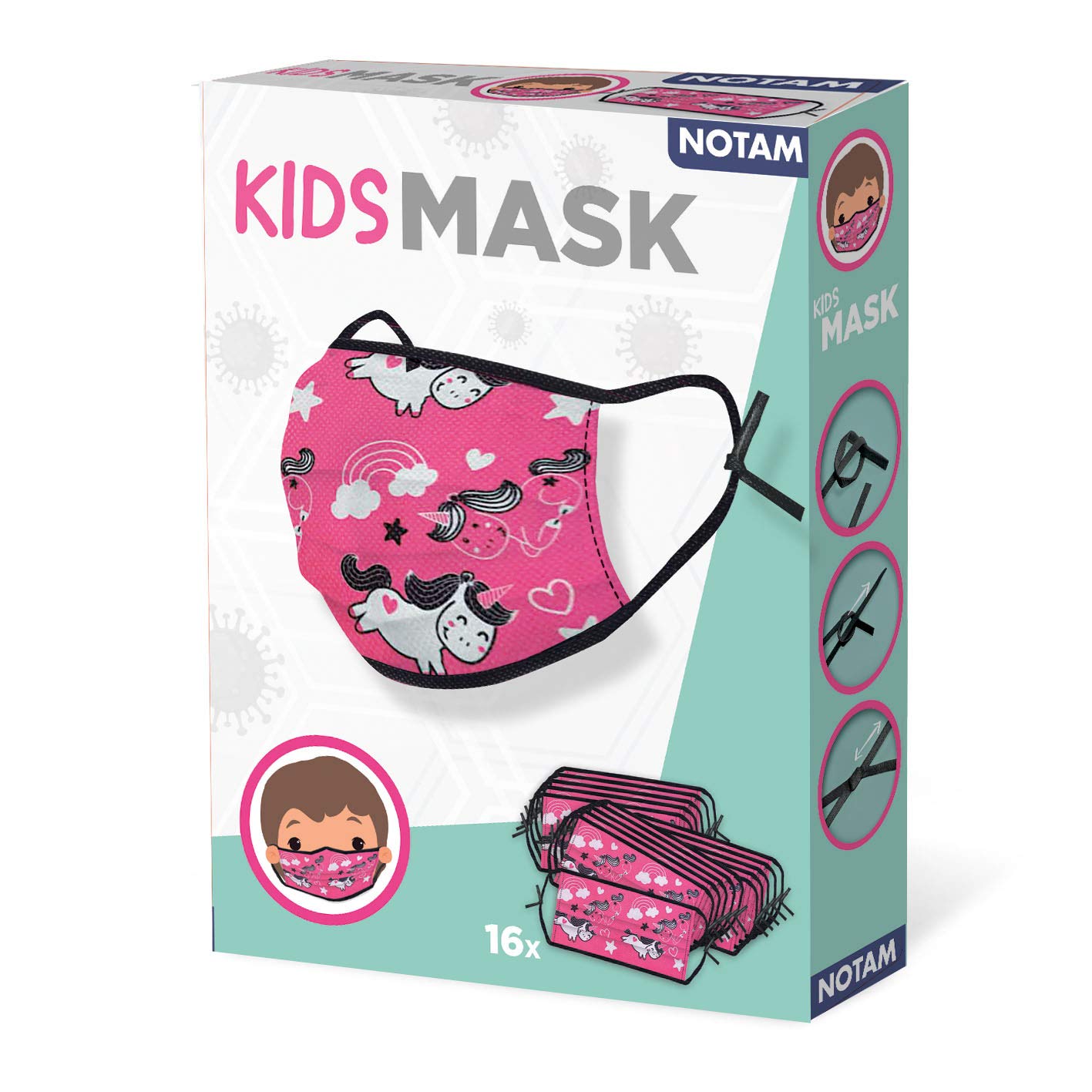 NOTAM 89902 Unicorn Kids mask, Pink, 16 Unité (Lot de 1)