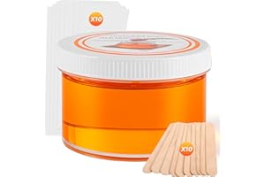 CUTEBEY Sugar Wax Kit for Hair Removal: 300g/10.6oz Organic Sugaring Wax for Body Legs Bikini Back - Includes 10PCS Wax Strips & 10PCS Wax Sticks