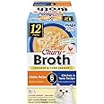 INABA Churu Broth for Cats, Creamy Broth with Shredded Chicken Side Dish Pouch, 1.4 Ounces per Pouch, 12 Pouches, Chicken and Tuna Variety