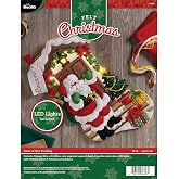 Bucilla 86893 Light Up Felt Applique Christmas Stocking, 18", Santa is Here