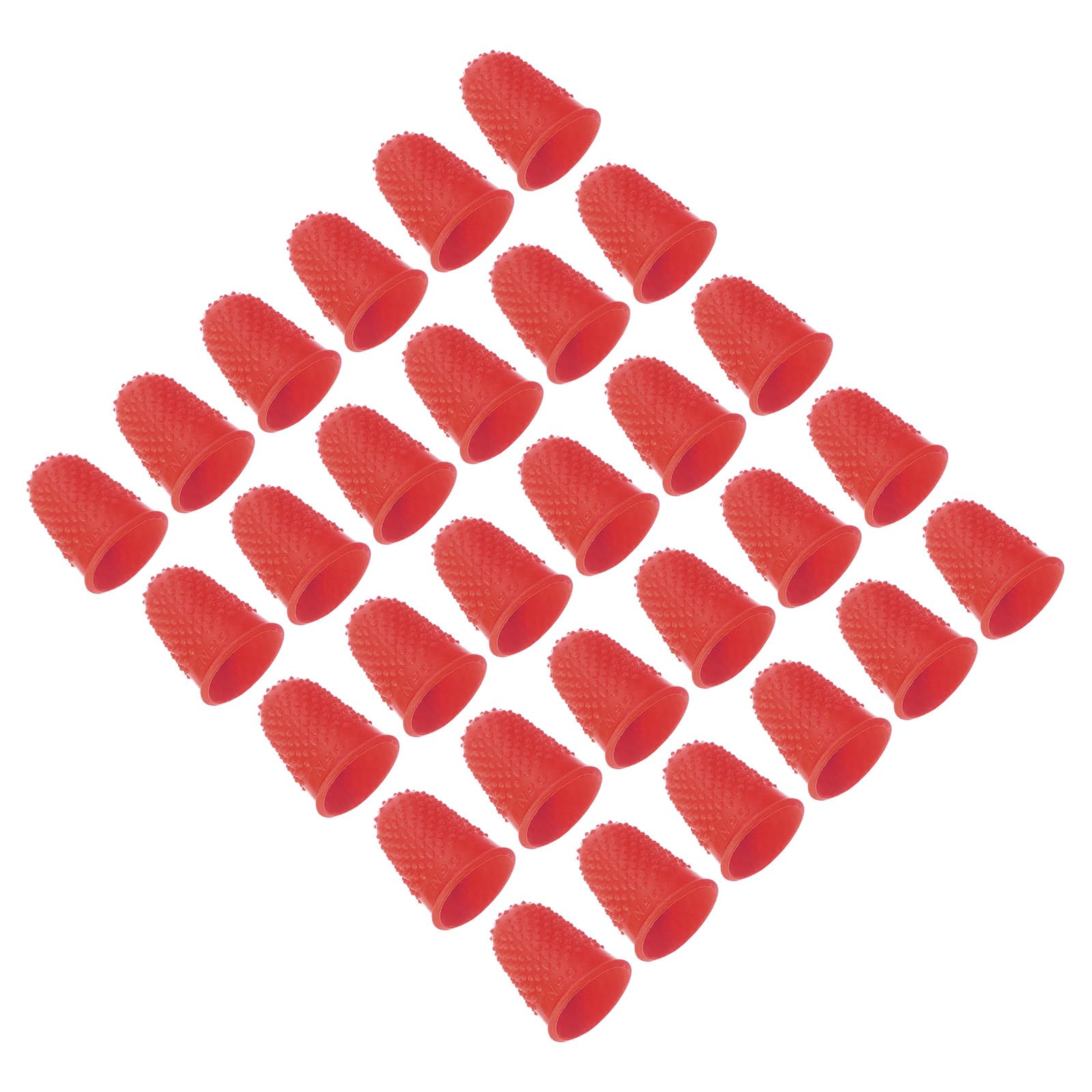 PATIKIL Rubber Finger Tips, 30 Pack Silicone Thumb Fingertip Protector Finger Cots Covers Guard Pads Thimble Grips for Office Counting Sewing, Red S Size