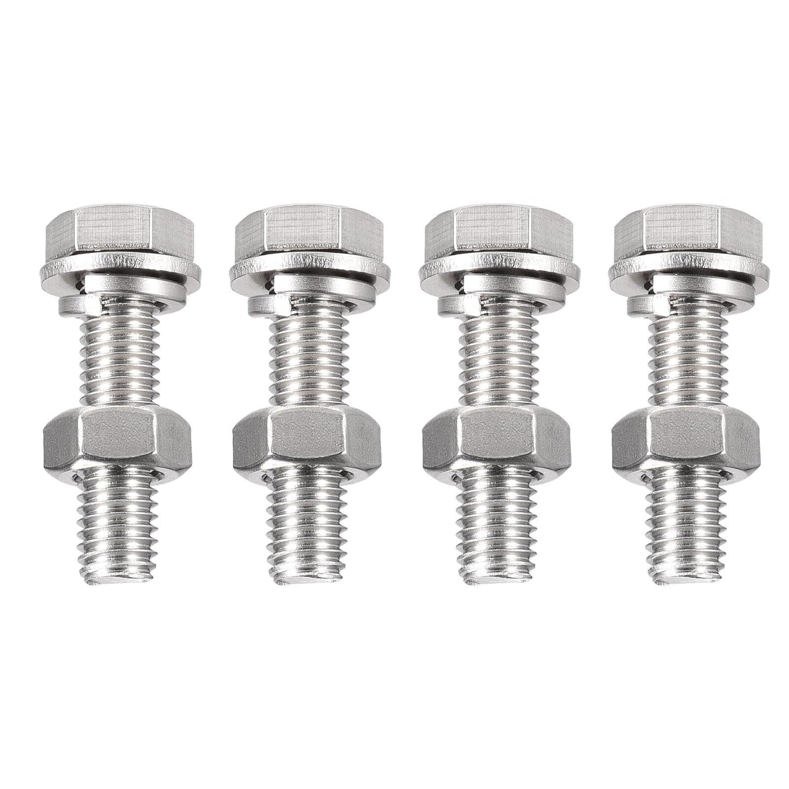 TA-VIGOR 4Pcs M10 x 45mm Hex Head Screws Bolts, Nuts, Flat & Lock Washers Kits, Fully Thread Hexagon Bolts, High Tensile Cap Screws for Metal Work, Automotive Machinery, Bike Motorcycles Repair