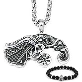 BAVIPOWER Viking Raven Necklace for Men Women Nordic Pendant Norse Powerful Amulet Talisman Stainless Steel Keel Chain