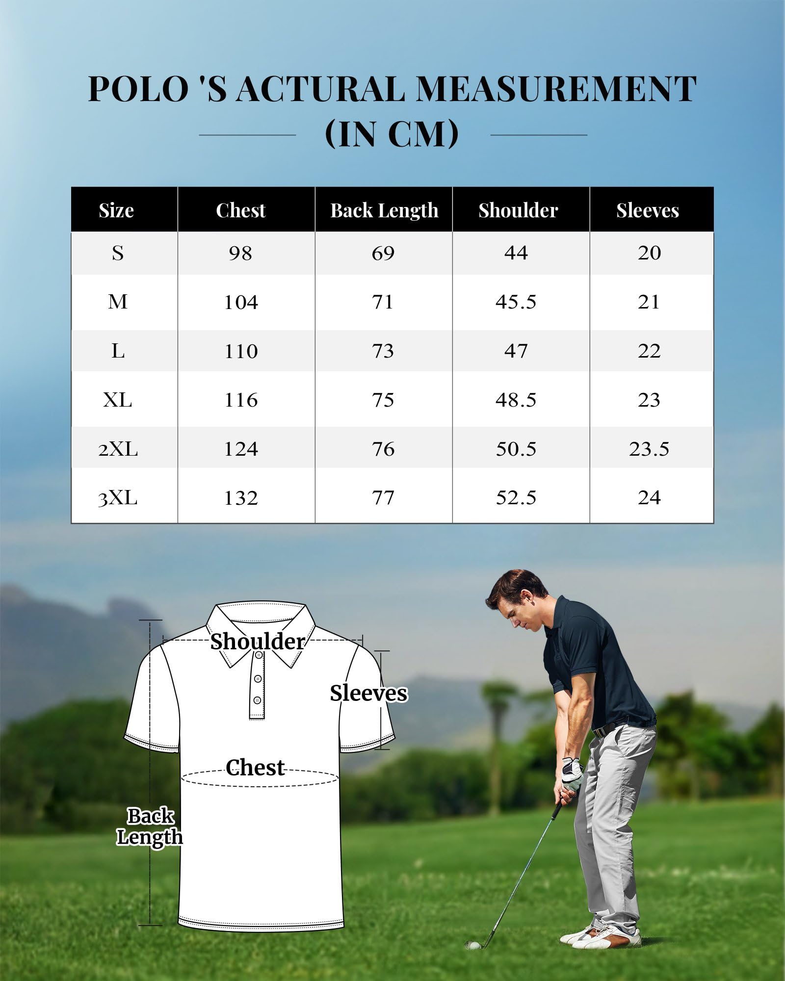 33,000ft Herren Poloshirt Golf Shirt UPF50+ Sonnenschutz Sommer Kurzarm Tshirts Schnelltrocknend Outdoor Sportshirt Männer zum Golf Tennis Dunkelblau(Nylon Spandex) L 7