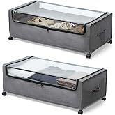 Under Bed Storage with Wheels, Large Storage Organizer with Clear Cover | 11" High &amp; 31.5" Long for More Usable Storage, with Wheels and a Clear Cover for Easy Access and Visibility