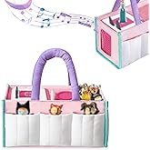 LoDrid Tote Bag Compatible with Tonie Box 2/1, Lightweight Puffy Carrying Case with Handle for Audio Player, Figures, Chargers, Accessories, Pink, Bag Only(Patent Design)