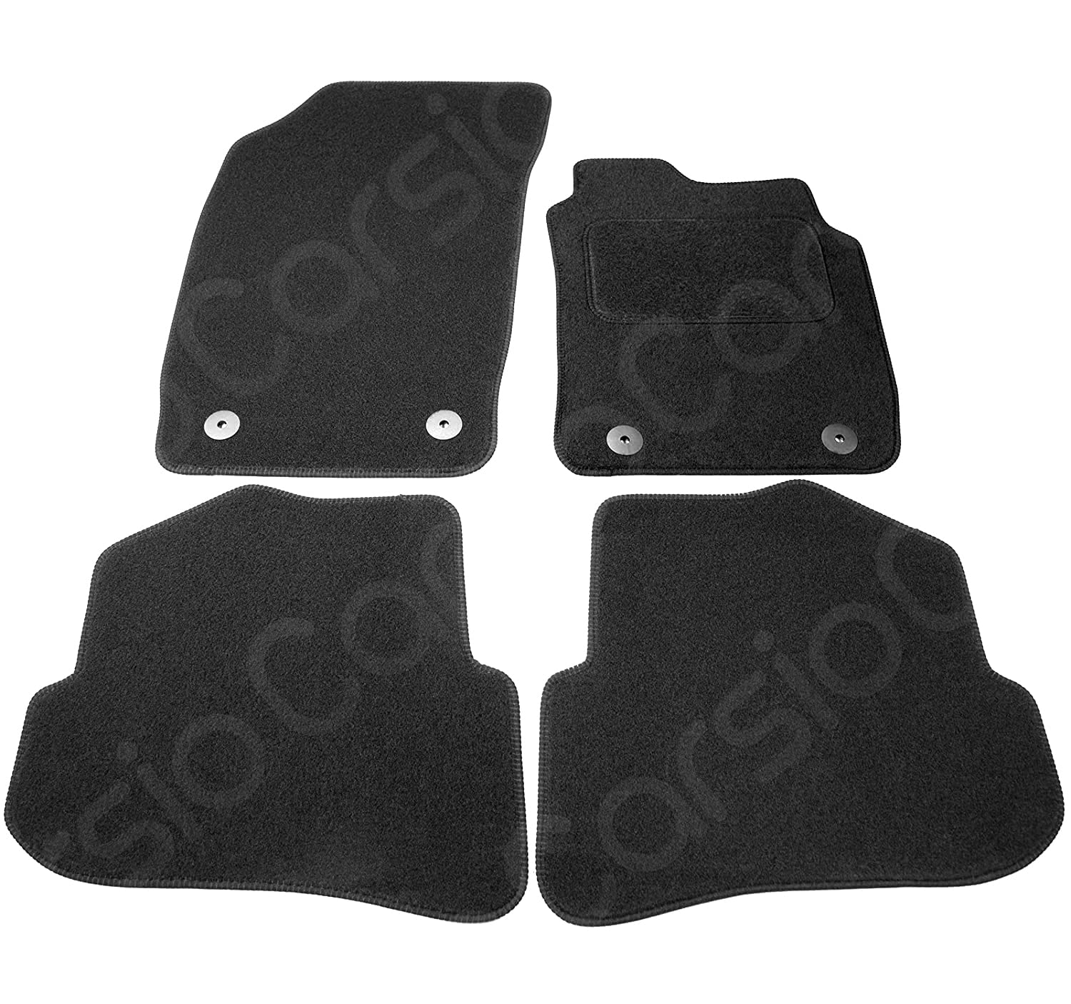 Carsio Carpet Car Mats For Audi A1 2010 to 2018 4 Piece Set with 4 Clips Tailored Fit Floor Mat Complete Accessory Black Custom Fitted - All Weather, Anti-Slip Backing & Black Trim