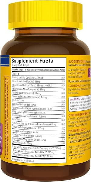 NATURE MADE PRENATAL VITAMINS FOR WOMEN WITH FOLIC ACID + DHA, PRENATAL VITAMIN AND MINERAL SUPPLEMENT FOR DAILY NUTRITIONAL SUPPORT, 60 SOFTGELS, 60 DAY SUPPLY