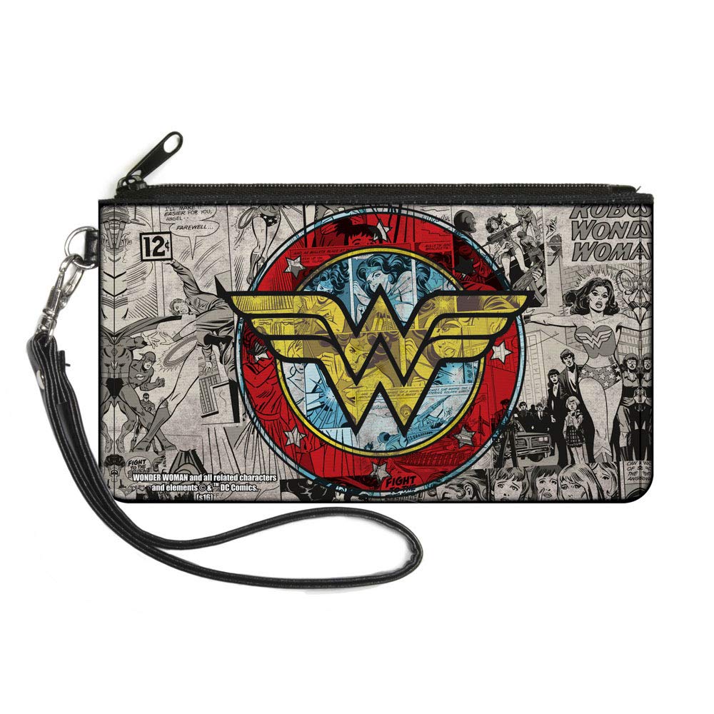 Buckle-Down Zip Wallet Wonder Woman Large Accessory, Wonder Woman, 8" x 5" - multi - 6.5" x 3.5"