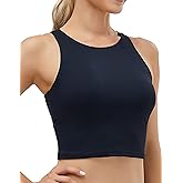 Women's High Neck Crop Top Sleeveless Racer Back Basic Workout Tank Tops Shirt