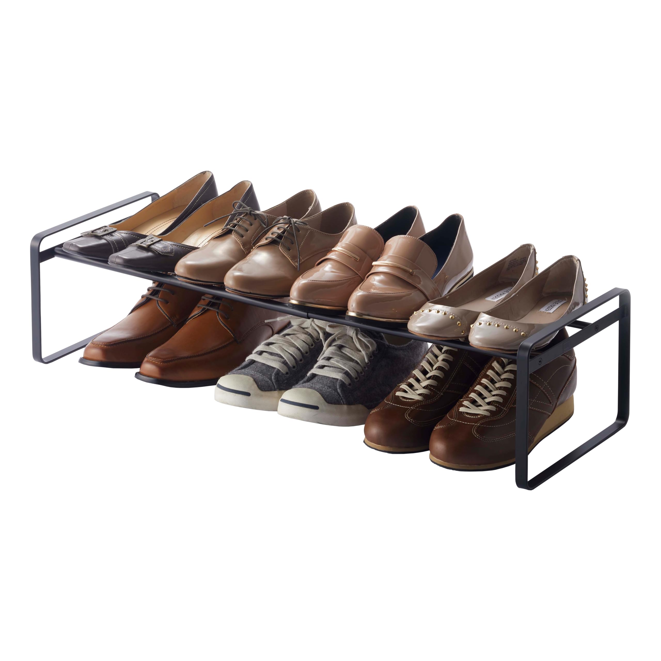 Yamazaki 7210 FRAME Extendable Shoe Rack, black, Steel, Minimalist, 41～70 x 25 x 17.5 cm