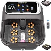 LZHYWEI Collapsible Foot Spa with Heat, Electric Foot Bath Massager | with Color Touchscreen, 30 Motorized Shiatsu Massage Balls, Temp Control,Bubbles, Remote, Professional Feet Soak Tub for Home