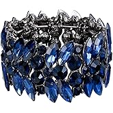 EVER FAITH Women's Stretch Bracelet Marquise Crystal Art Deco Hand Chain Wedding Bridal Jewelry