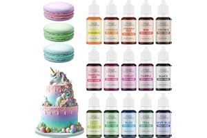 NOMECA Food Coloring 15 Colors Set for Cake Decorating Gluten Free Food Dye for Baking Cookie , Easter Egg Fondant,Icing,Macarons - 0.35 fl.oz (10ml)/bottles