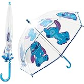 Disney Clear Dome Umbrella for Girls - Folding Transparent Umbrella Lightweight - School Days Out