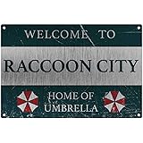 Metal Tin Sign Personalized Vintage Resident Welcome to Raccoon City, Home of Umberella Sign, Style Metal Aluminum Sign for W