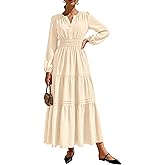 PRETTYGARDEN Women's 2026 Elegant Maxi Dresses Long Sleeve V Neck Flowy Pockets Casual Modest Dress Fall Fashion Clothes