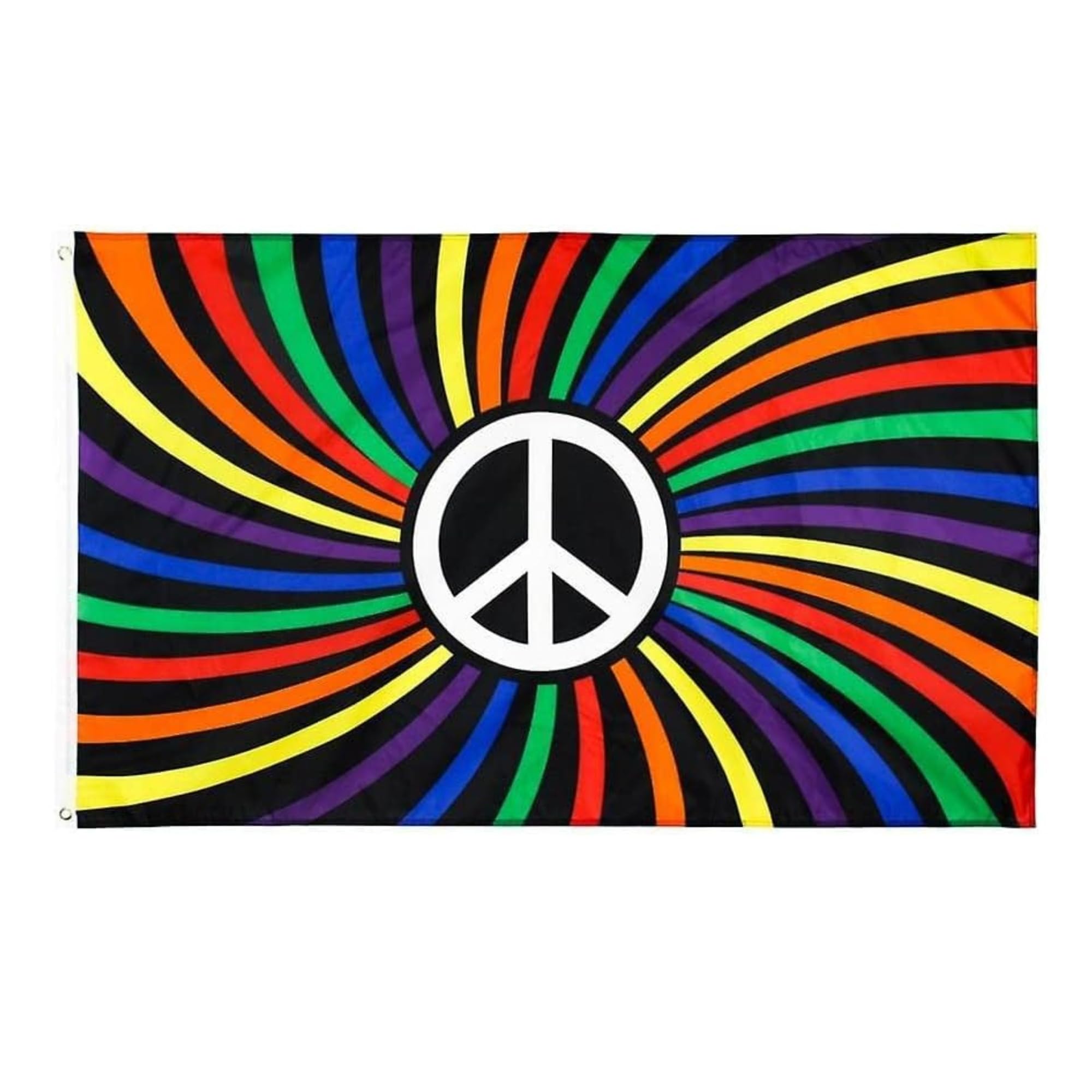 Rainbow Peace Pride Flag 5ft x 3ft with Brass Eyelets – Polyester LGBTQ Banner for Pride Month Parades, Peace & Equality Events, Home & Garden Decor