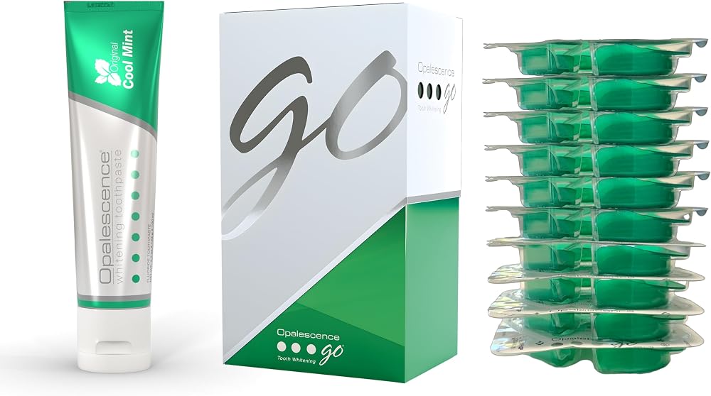 Opalescence GO Teeth Whitening Trays 15 & Original Toothpaste 5194-5166 | Hydrogen Peroxide Gel Prefilled Trays and Opalescen