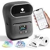 Phomemo Label Printer M110- Upgraded Barcode Label Maker Machine- Gray | Sticker Printer for Small Business, Address, Office, Home for Phone; for PC/Mac(USB), with 100 Labels