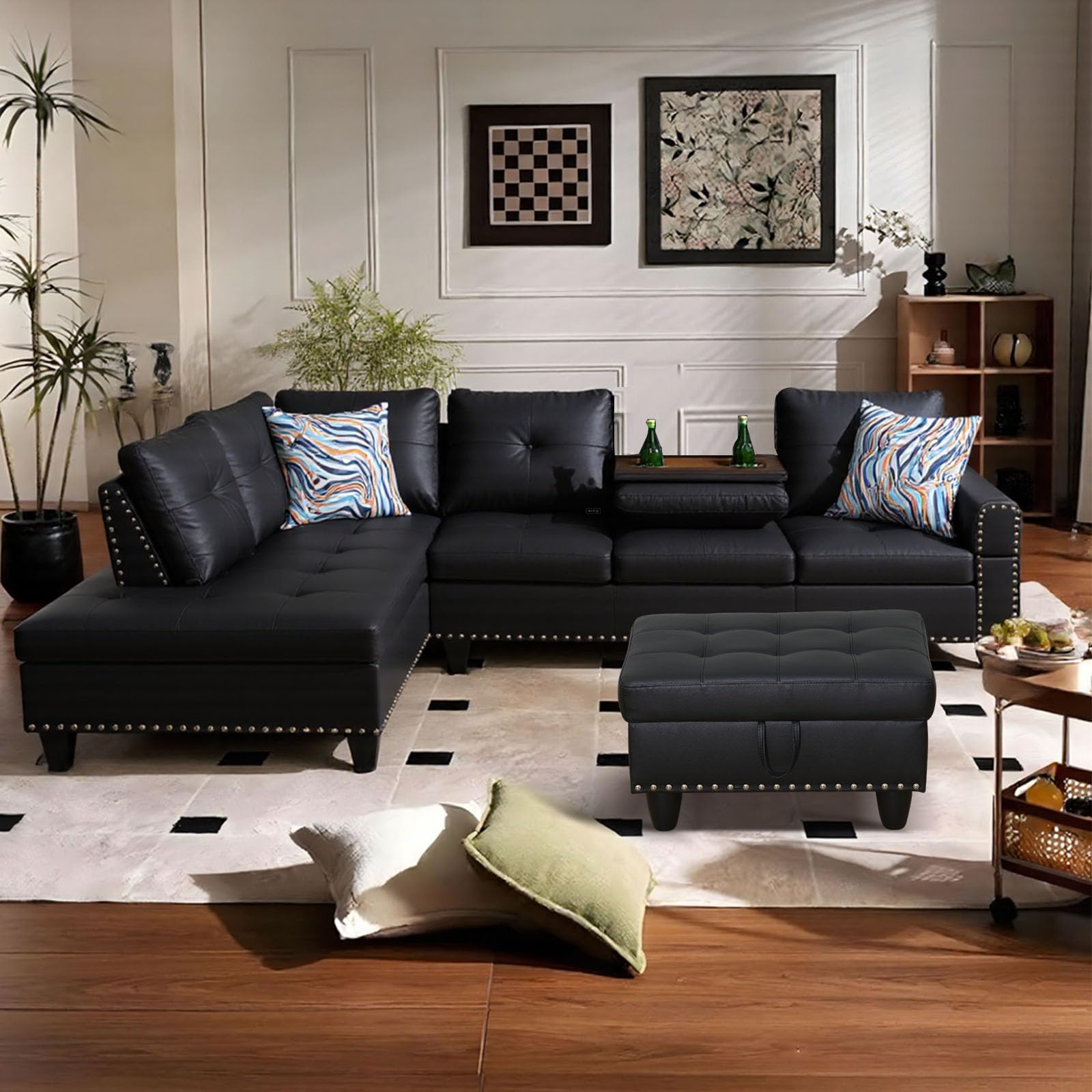 Photo 1 of ***Only Box 1 of 3*** FONTOI L Shaped Sectional Couch with Cup Holders, 97" Sectional Sofa for Living Room Modular Couches with Otttoman for Bedroom, Apartments