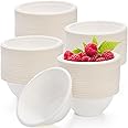 Yesland 250 Pack 8 oz Natural Biodegradable Sugarcane Bowls, White Small Disposable Paper Bowls Compostable Bagasse Soup Bowls, Microwave Chili Bowls for Salad, Dessert, Snack, Hot Soup